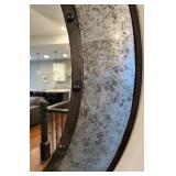 33" Round Industrial Mirror With Metal Frame
