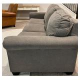 Ashley 3-Cushion Gray Sofa With Nailhead Trim - Matches Lot 21
