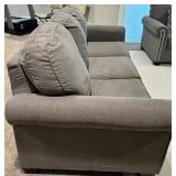 Ashley 3-Cushion Gray Sofa With Nailhead Trim - Matches Lot 21
