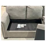 Ashley 3-Cushion Gray Sofa With Nailhead Trim - Matches Lot 21
