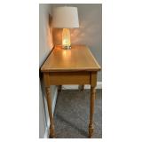 Oak Two-Drawer Console Desk & Lamp
