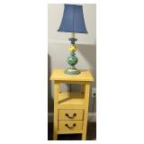 Whimsical Yellow Accent Table With Floral Lamp
