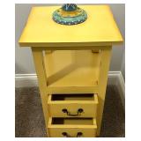 Whimsical Yellow Accent Table With Floral Lamp