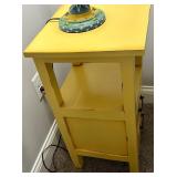 Whimsical Yellow Accent Table With Floral Lamp
