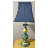 Whimsical Yellow Accent Table With Floral Lamp