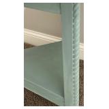 26" Round Aqua Side Table With Lower Shelf & Lamp