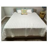 Room & Board King size Bed Frame with Storage Drawer, Mattress and Bedding included
