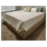 Room & Board King size Bed Frame with Storage Drawer, Mattress and Bedding included