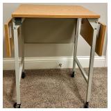 Folding Drop-Leaf Table on Casters