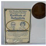 John Wooden and Bill Walton Autographed w/ COA Card and Medallion UCLA Bruins Basketball Piece