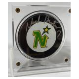 Neal Broten Autographed Minnesota North Stars Hockey Puck w/ Display Case and Card