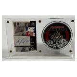 Pavel Bure Autographed Hockey Card w/ Display Case and Florida Panthers Puck