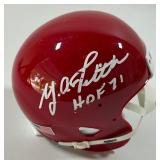 Y.A. Tittle Autographed and Inscribed "HOF 71" Throwback Mini Football Helmet