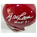 Y.A. Tittle Autographed and Inscribed "HOF 71" Throwback Mini Football Helmet