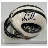 Joe Namath and Tim Tebow Autographed w/ COA New York Jets Mini Football Helmet