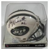 Joe Namath and Tim Tebow Autographed w/ COA New York Jets Mini Football Helmet