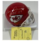 Len Dawson Autographed and Inscribed "HOF 87" W/ Fanatics COA Kansas City Chiefs Mini Football Helmet