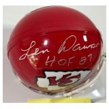 Len Dawson Autographed and Inscribed "HOF 87" W/ Fanatics COA Kansas City Chiefs Mini Football Helmet
