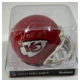 Len Dawson Autographed and Inscribed "HOF 87" W/ Fanatics COA Kansas City Chiefs Mini Football Helmet