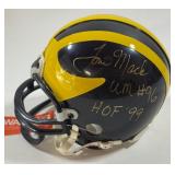 Tom Mack Autographed and Inscribed University of Michigan Mini Football Helmet w/ Case