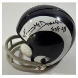 Tommy McDonald Autographed and Inscribed Los Angeles Rams Mini Football Helmet w/ Case