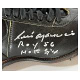 Luis Aparicio Autographed and Inscribed "ROY 56 HOF 84" Vintage Baseball Cleat w/ Signing Ticket and Case