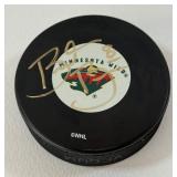 Brett Burns Autographed Minnesota Wild NHL Hockey Puck w/ Case