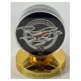 Brad Bombardir Autographed Minnesota Wild NHL Hockey Puck w/ Case