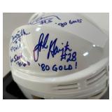 5 Autographs From 1980 Miracle on Ice Team USA Hockey Team Mini Helmet - Broten, Harrington, Schneider, Ramsey,Silk