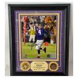 Brett Favre Autographed w/ COA Framed Matted Photo w/ Medallions Limited Edition - Minnesota Vikings Football