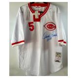 Johnny Bench Autographed w/ PSA DNA COA and Inscribed Cincinnati Reds 1975 Baseball Jersey - NEW WITH TAGS! Mithcell and Ness Cooperstown Collection Size 52