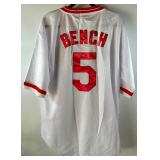 Johnny Bench Autographed w/ PSA DNA COA and Inscribed Cincinnati Reds 1975 Baseball Jersey - NEW WITH TAGS! Mithcell and Ness Cooperstown Collection Size 52