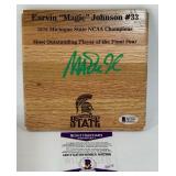 Magic Johnson Autograph w/ Beckett COA Michaigan State University Basketball Floorboard