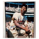 Hank Aaron Autographed Large Baseball Photo Framed