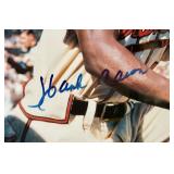 Hank Aaron Autographed Large Baseball Photo Framed