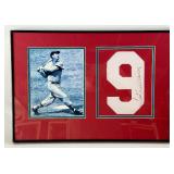 Ted Williams Autographed Number 9 Framed and Matted Baseball Piece w/ Photo - Boston Red Sox