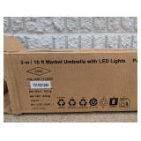 NEW CWC OUTDURA 10’ MARKET UMBRELLA W/ LED LIGHTS BLUE