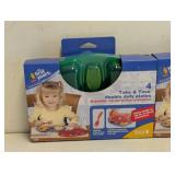 (2) THE FIRST YEARS TAKE & TOSS DOUBLE DUTY PLATES 4PK BLUE/GREEN & RED/PURPLE