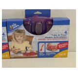 (2) THE FIRST YEARS TAKE & TOSS DOUBLE DUTY PLATES 4PK BLUE/GREEN & RED/PURPLE