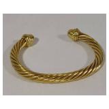 David Yurman 18K Yellow Gold Cable Cuff Bracelet