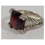 David Yurman "Wheaton" Sterling Silver/Ruby Statement Ring (Size 8)