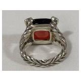 David Yurman "Wheaton" Sterling Silver/Ruby Statement Ring (Size 8)