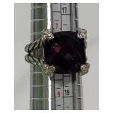 David Yurman "Wheaton" Sterling Silver/Ruby Statement Ring (Size 8)