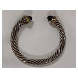 David Yurman 14K & 925 Silver Cable Cuff w/Onyx Cabochons
