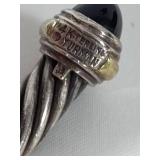 David Yurman 14K & 925 Silver Cable Cuff w/Onyx Cabochons