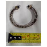 David Yurman 14K & 925 Silver Cable Cuff w/Onyx Cabochons