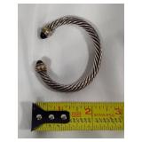 David Yurman 14K & 925 Silver Cable Cuff w/Onyx Cabochons