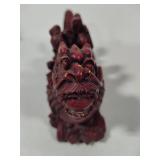 Chinese Carved Red Resin Dragon Boat