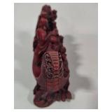 Chinese Carved Red Resin Dragon Boat