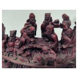 Chinese Carved Red Resin Dragon Boat